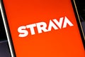 Editorial photo on Strava theme. Illustrative photo for news about Strava - an internet service for tracking human exercise