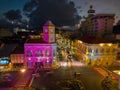 editorial Phuket,Thailand-May,20,2023:time lapse lighting show ancient building at Phuket city