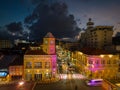 editorial Phuket,Thailand-May,20,2023:time lapse lighting show ancient building at Phuket city.