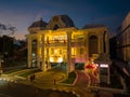 editorial Phuket,Thailand-May,20,2023:time lapse lighting show ancient building at Phuket city.