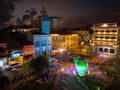 editorial Phuket,Thailand-May,20,2023:time lapse lighting show ancient building at Phuket city.