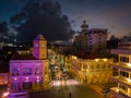 editorial Phuket,Thailand-May,20,2023:time lapse lighting show ancient building at Phuket city.