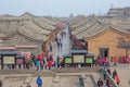 View over Pingyao with signs indicating the main attractions