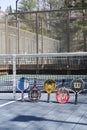 Editorial platform tennis court with paddles