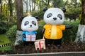 Playful panda sculptures at panda park, Chengdu