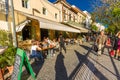 Editorial, Restaurants on Adrianou in  Athens Royalty Free Stock Photo