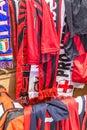 EDITORIAL scarves and clothing of Serie A football teams in antique fair