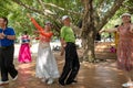 Senior Chinese enjoy dancing in the park.