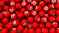 Editorial shot: filled screen 3D rendering red balls with icon Googl. Round spheres with logo of the social Internet