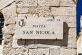 EDITORIAL signboard of square of Saint Nicola