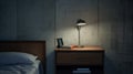 Editorial Style Photograph Of Chiaroscuro Bedside Table In Brutalist Environment Royalty Free Stock Photo