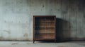 Editorial Style Photograph Of Curio Cabinet In Simple Brutalist Environment