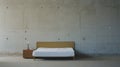 Editorial Style Photograph Of Dormitory Bed In Simple Brutalist Environment