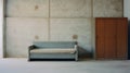 Editorial Style Photograph Of Murphy Bed In Simple Brutalist Environment