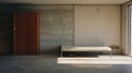 Editorial Style Photograph Of Murphy Bed In Simple Brutalist Environment