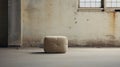 Editorial Style Photograph Of Pouf In Simple Brutalist Environment