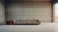 Editorial Style Photograph Of Sectional Sofa In Simple Brutalist Environment