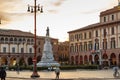 Editorial, sunset on Piazza Saffi in forli