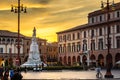 Editorial, sunset on Piazza Saffi in forli