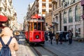 Editorial - Taksim Square - Tunel Tram, Trademark of Beyoglu, Istiklal Street. Istanbul. Turkey.