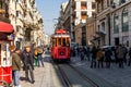 Editorial - Taksim Square - Tunel Tram, Trademark of Beyoglu, Istiklal Street. Istanbul. Turkey.