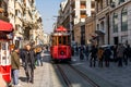 Editorial - Taksim Square - Tunel Tram, Trademark of Beyoglu, Istiklal Street. Istanbul. Turkey.