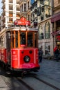 Editorial - Taksim Square - Tunel Tram, Trademark of Beyoglu, Istiklal Street. Istanbul. Turkey.