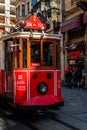 Editorial - Taksim Square - Tunel Tram, Trademark of Beyoglu, Istiklal Street. Istanbul. Turkey.