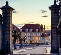 Editorial: 8th March 2018: Vezelay, France. Street view,sunset t