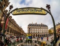 Editorial: 25th October 2019: Paris, France. Classical sign above the entrance to the metro