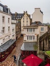 Editorial: 28th October 2019: St-Malo, France. Wet after autumn rain, the streets of Saint-Malo in Brittany. There are no people