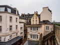 Editorial: 28th October 2019: St-Malo, France. Wet after autumn rain, the streets of Saint-Malo in Brittany. There are no people