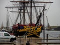 Editorial: 28th October 2019: St-Malo, France. Wet after autumn rain, the streets of Saint-Malo in Brittany. There are no people