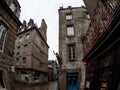 Editorial: 28th October 2019: St-Malo, France. Wet after autumn rain, the streets of Saint-Malo in Brittany. There are no people