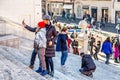 EDITORIAL tourists in PIAZZA DEI TRINITA DEI MONTI