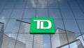 Editorial Toronto Dominion Bank logo on glass building.