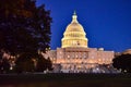 Editorial: Washington DC, USA - 10th November 2017. The United States Capitol building in Washington DC at night Royalty Free Stock Photo