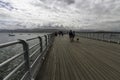 Editorial, Wide angle of pier and with hand rail in foreground, Beaumaris, United Kingdom Royalty Free Stock Photo