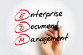 EDM - Enterprise Document Management is defined as an application that stores, organizes, and executes workflows on documents and