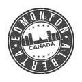 Edmonton Alberta Canada America Round Button City Skyline Design Stamp Vector Travel Tourism