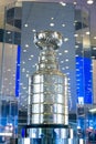 A Stanley Cup trophy at the Rogers Place Arena. Concept: NHL Stanley Cup Playoffs