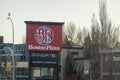 A Boston Pizza restaurant sign