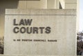 Law Courts sign outside of the building downtown Edmonton