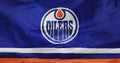 A waving flag of the Edmonton Oilers, a professional ice hockey team that competes in the NHL