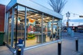 Public Washroom Enclosed in Glass in Edmonton, Alberta, Canada