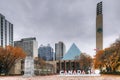 Edmonton Canada City Hall with Canada 150 sign