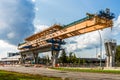 LRT overpass construction site in city of Edmonton near West Edmonto Mall