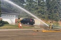 Edmonton, Canada, May 8, 2016, Fire crew putting down fire set o