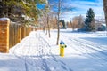 Edmonton City street  sidewalk after snowfall Royalty Free Stock Photo