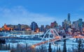Edmonton Downtown Skyline Just After Sunset in the Winter Royalty Free Stock Photo
